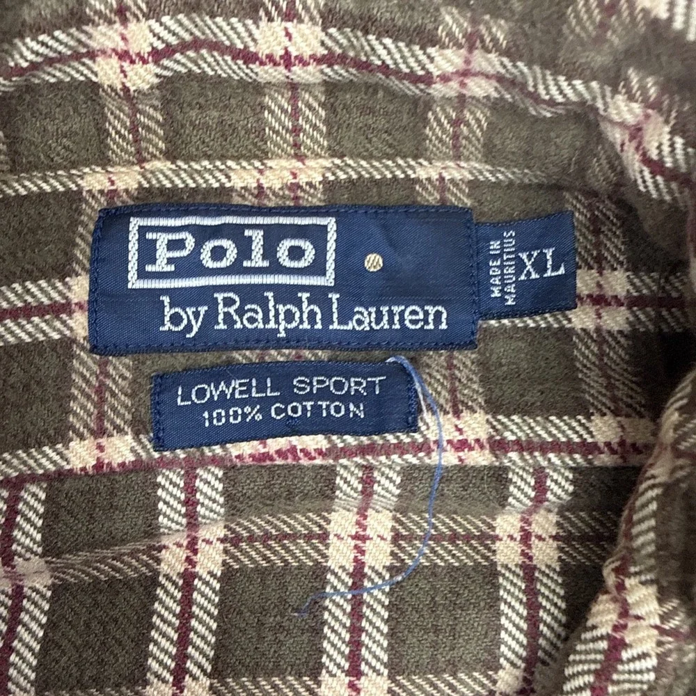Vintage Ralph Lauren Men's XL Flannel Lowell Sport Brown Red Plaid Long Sleeve